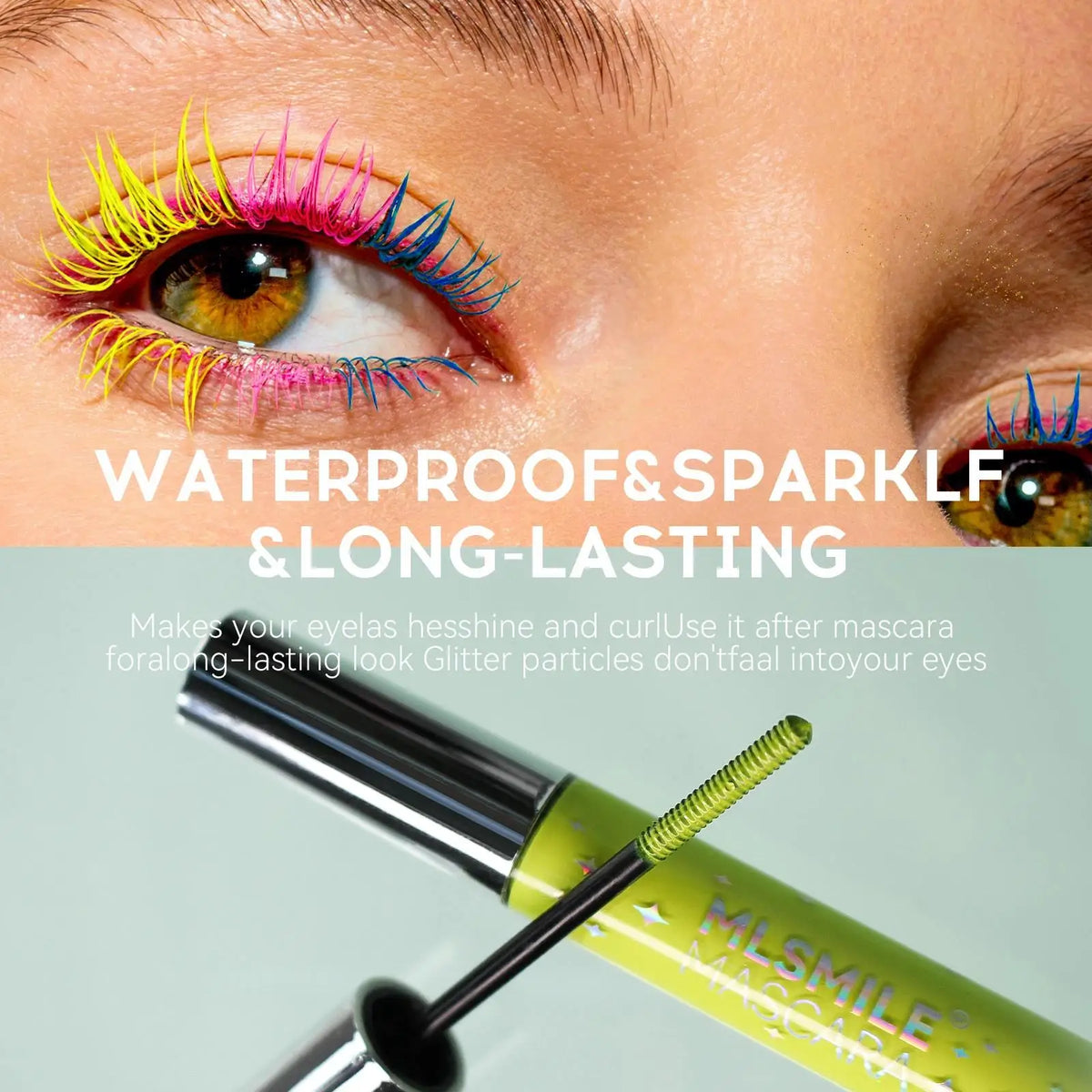 MLSMILE Glitter Pearlescent Mascara – Waterproof & Volumizing Glitter Mascara PRIMED