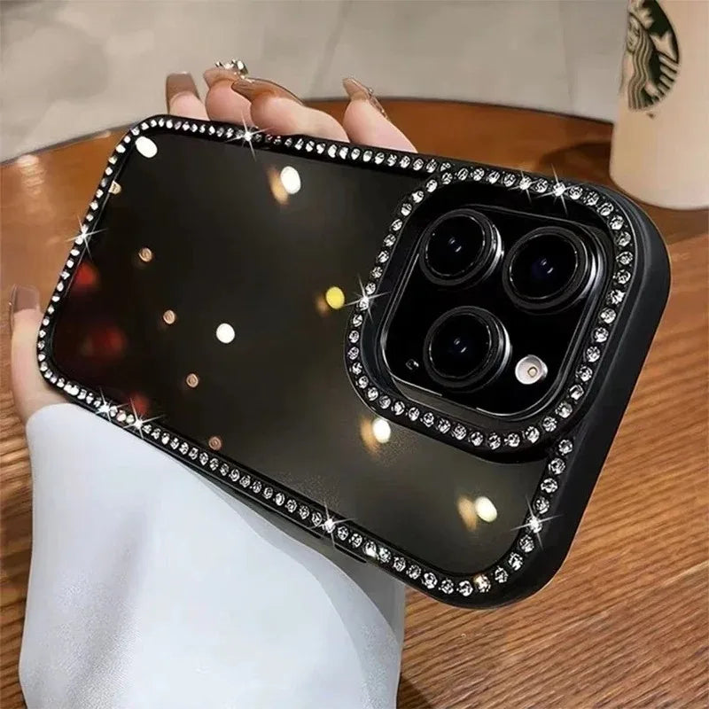 Luxury Bling Rhinestone Diamond iPhone Case – Shockproof Rhinestone Phone Case PRIMED iPhone17Pro Max Black