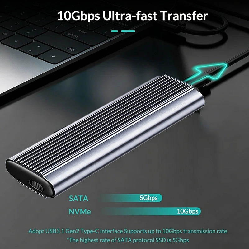 M.2 NVMe SATA Dual Protocol SSD Enclosure USB 3.1 Gen2 10Gbps SSD Enclosure PRIMED
