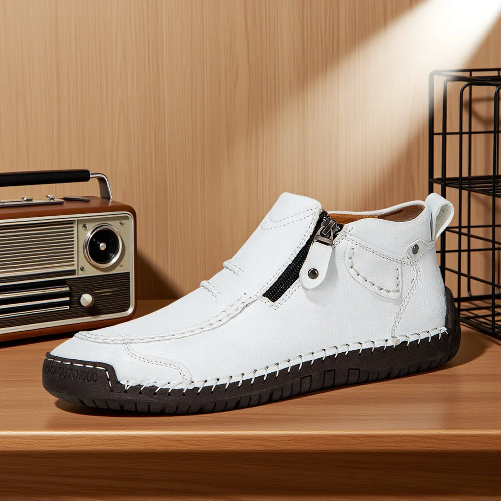 Men's Handmade Split Leather Ankle Boots | Zip Closure Men's Ankle Boots PRIMED