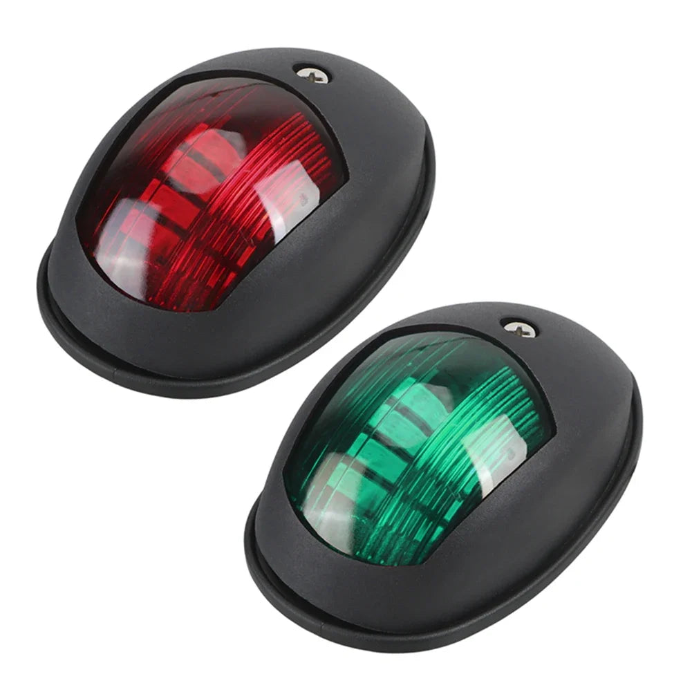 2-Pack Red & Green LED Marine Navigation Lights 12V IP67 Marine Navigation Light PRIMED Black