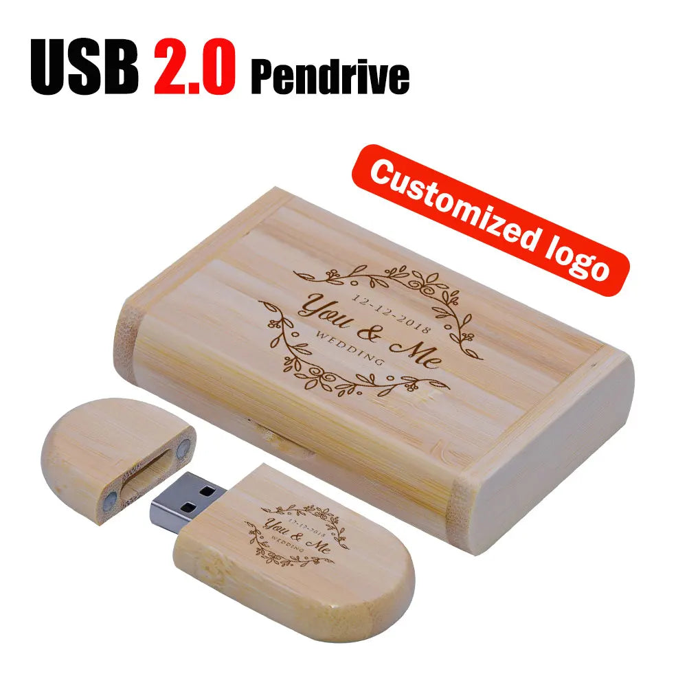 Wooden USB Flash Drive Custom Logo | 4GB–128GB Bamboo Maple Custom USB Flash Drive PRIMED