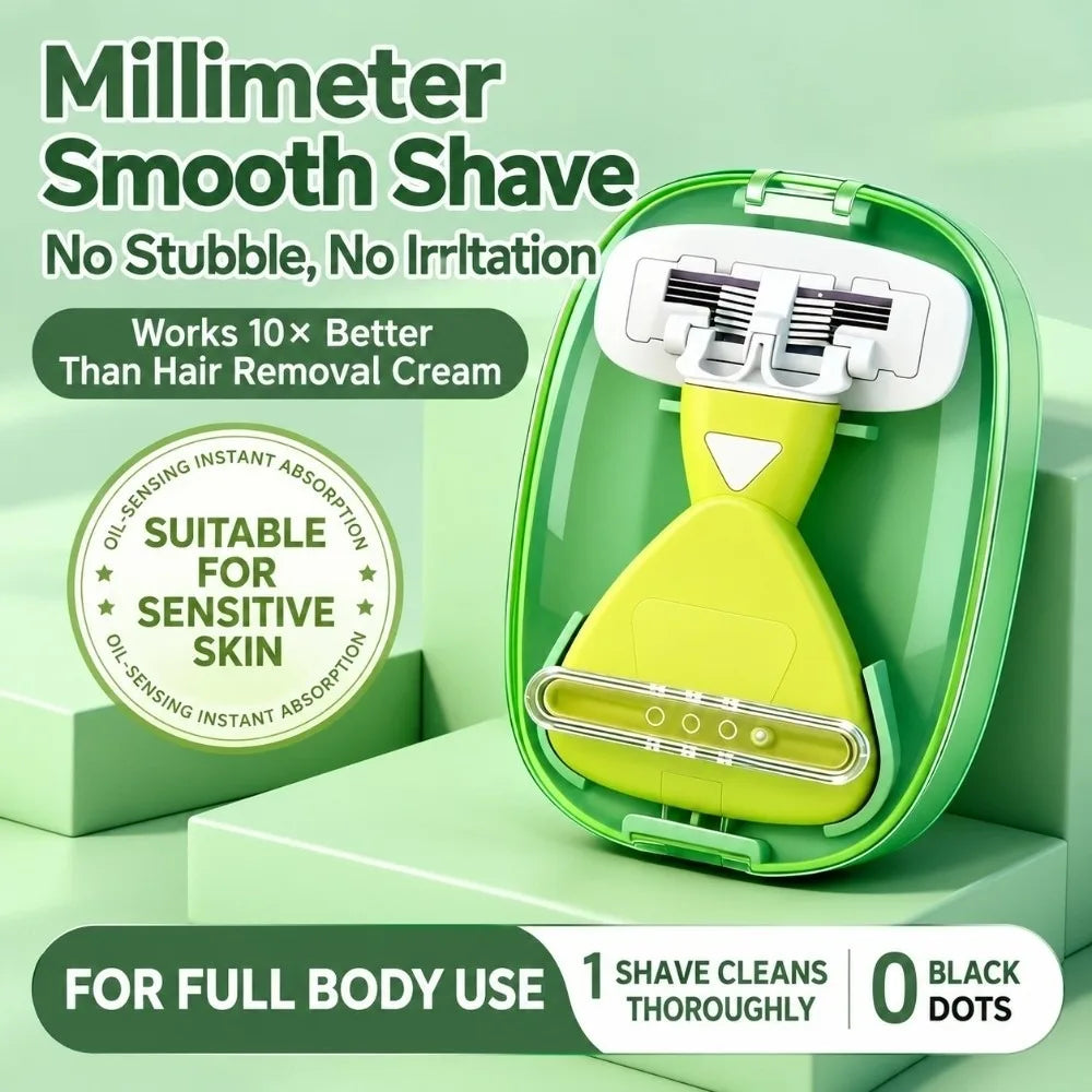 6-Blade Manual Body Razor with Storage Case – Men & Women