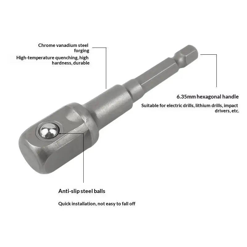 Chrome Vanadium Socket Adapter Set – 1/4" 3/8" 1/2" Hex Shank Socket Adapter Set PRIMED