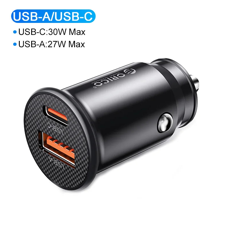 ORICO Dual Port USB-C PD 30W + USB-A Fast Car Charger Car Charger PRIMED 30W Car Charger