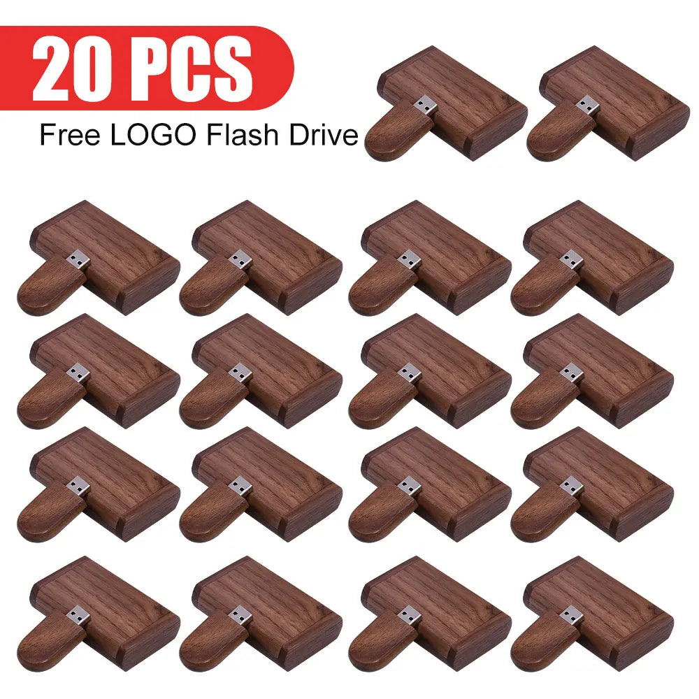20-Pack Rosewood USB Flash Drives Custom Logo 32/64/128GB USB Flash Drive PRIMED 64 GB 20PCS-With Box A