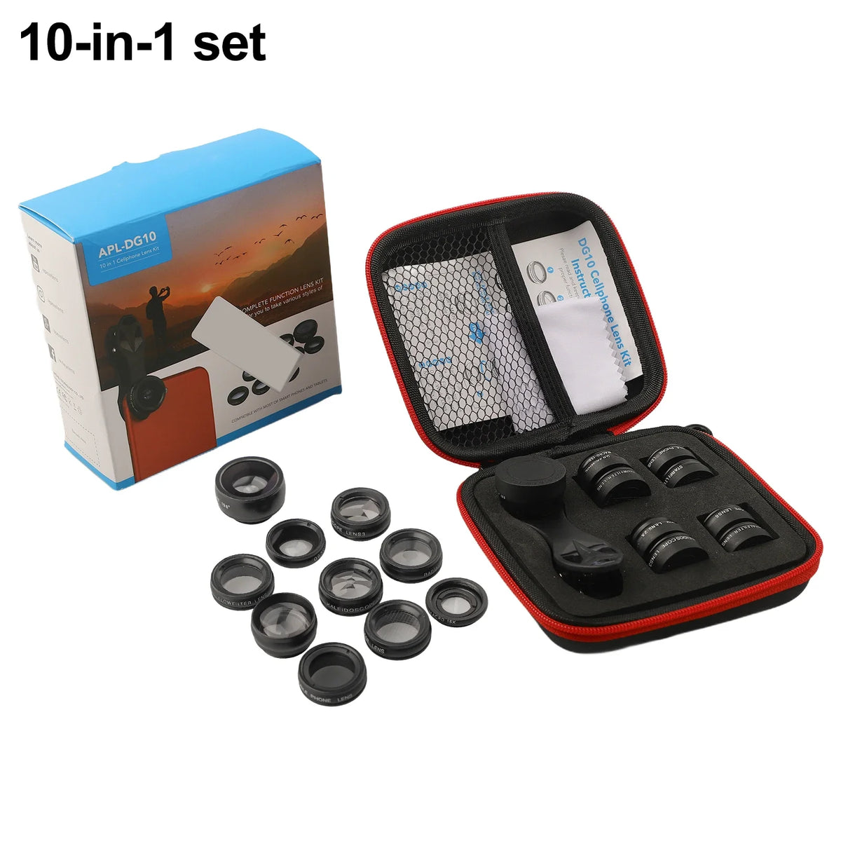 10-in-1 Phone Lens Kit – Wide Angle, Macro & Kaleidoscope
