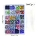 9000Pcs Mixed Nail Rhinestones – 24 Grid Flat Back Gems Set