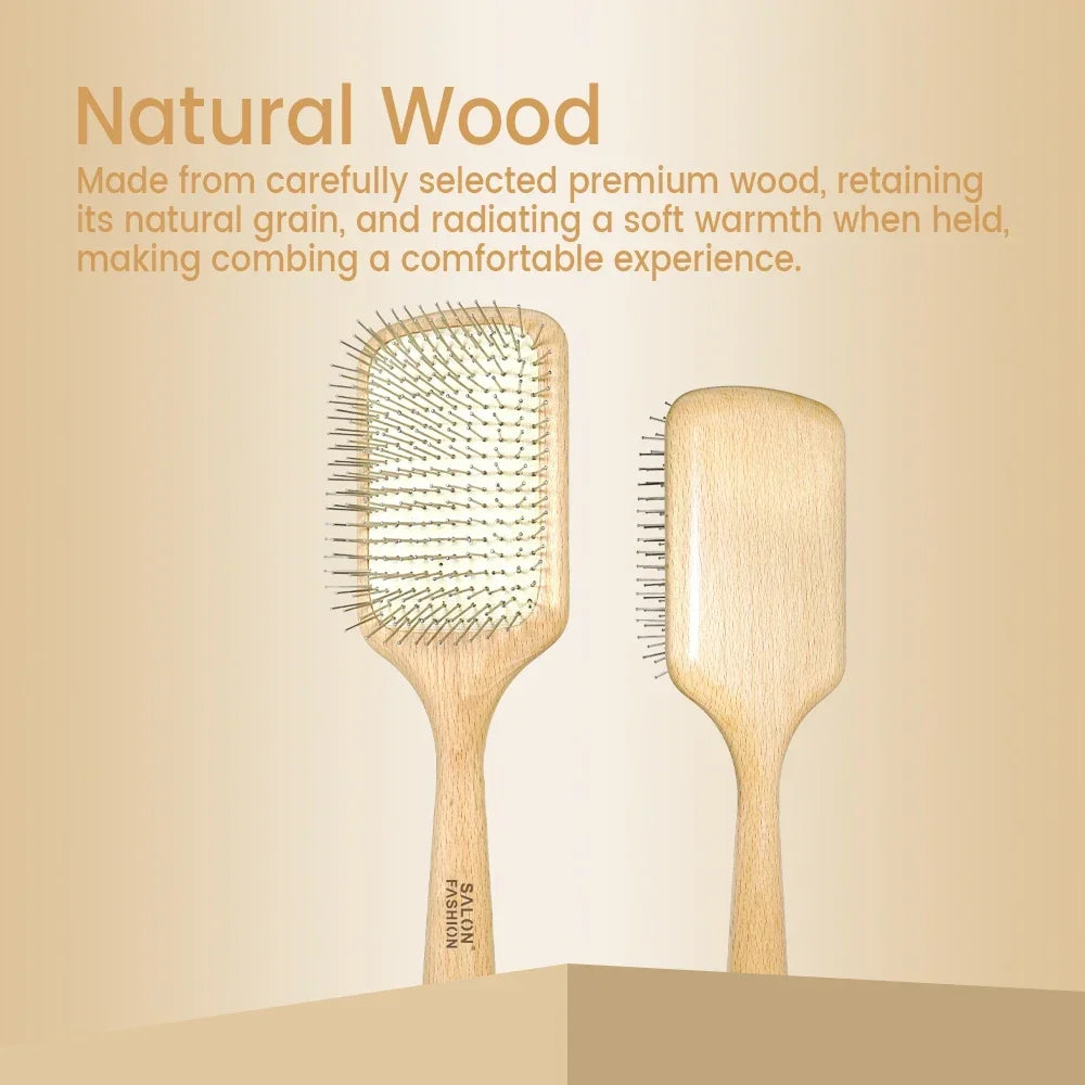 Wooden Air Cushion Massage Comb – Anti-Static Hair Care
