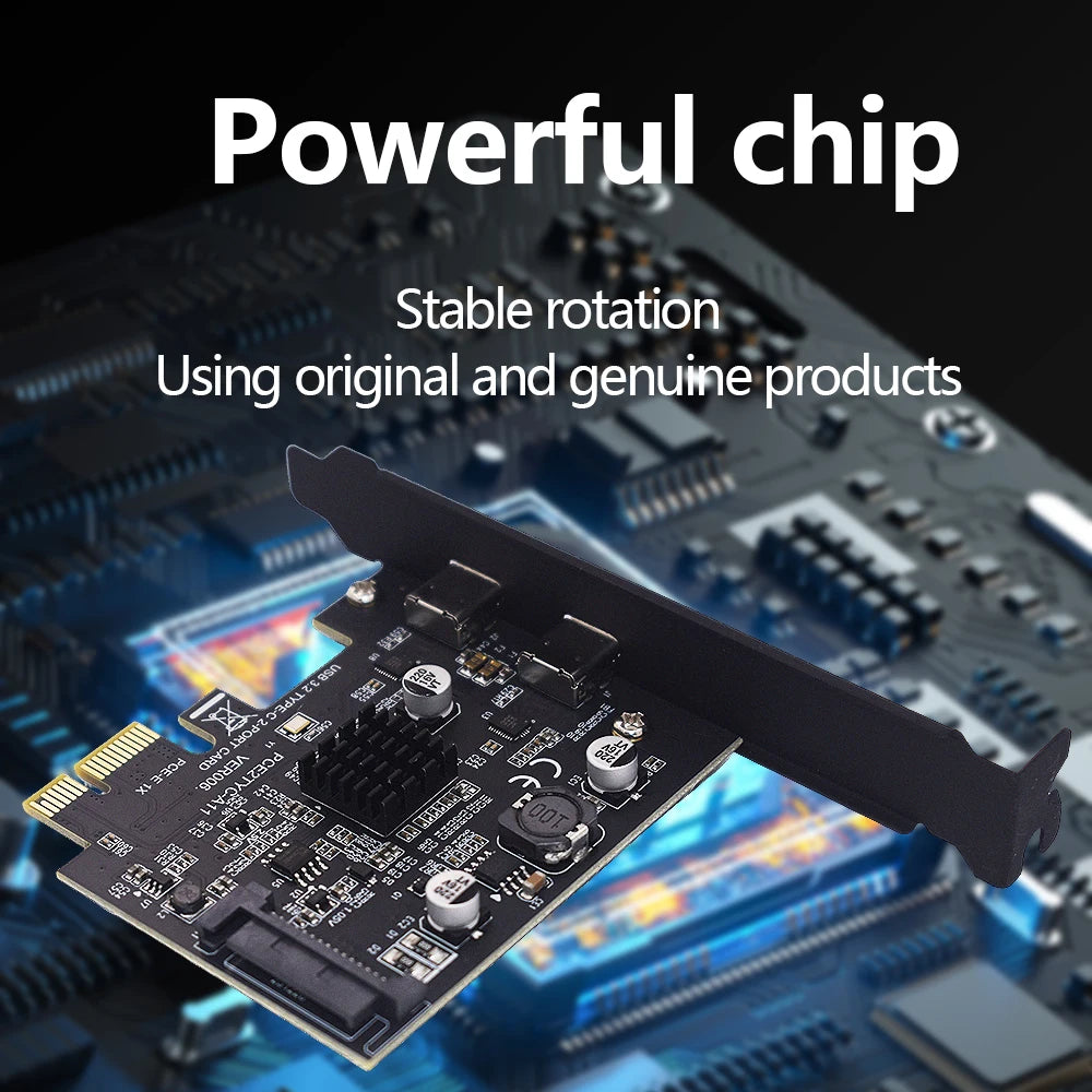 TISHRIC PCIe USB 3.2 Gen 2 Dual Type-C Expansion Card ASM3142 PCIe Expansion Card PRIMED