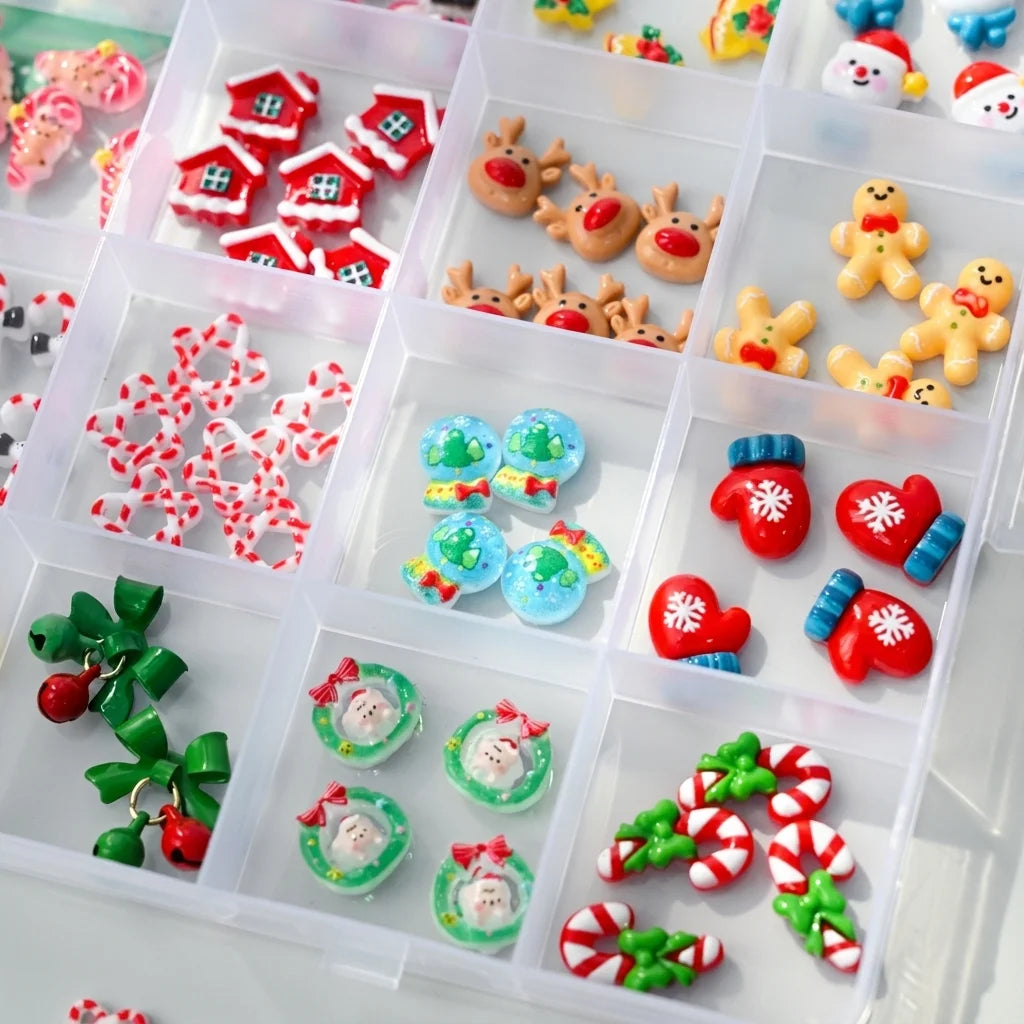Christmas 3D Nail Art Charms 24-Grid | Santa, Snowman & More Nail Art Charms PRIMED