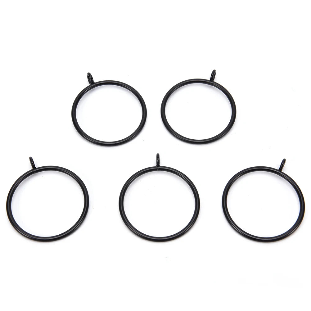 10-Pack Black Metal Curtain Rings – 25 to 55mm | Smooth Glide