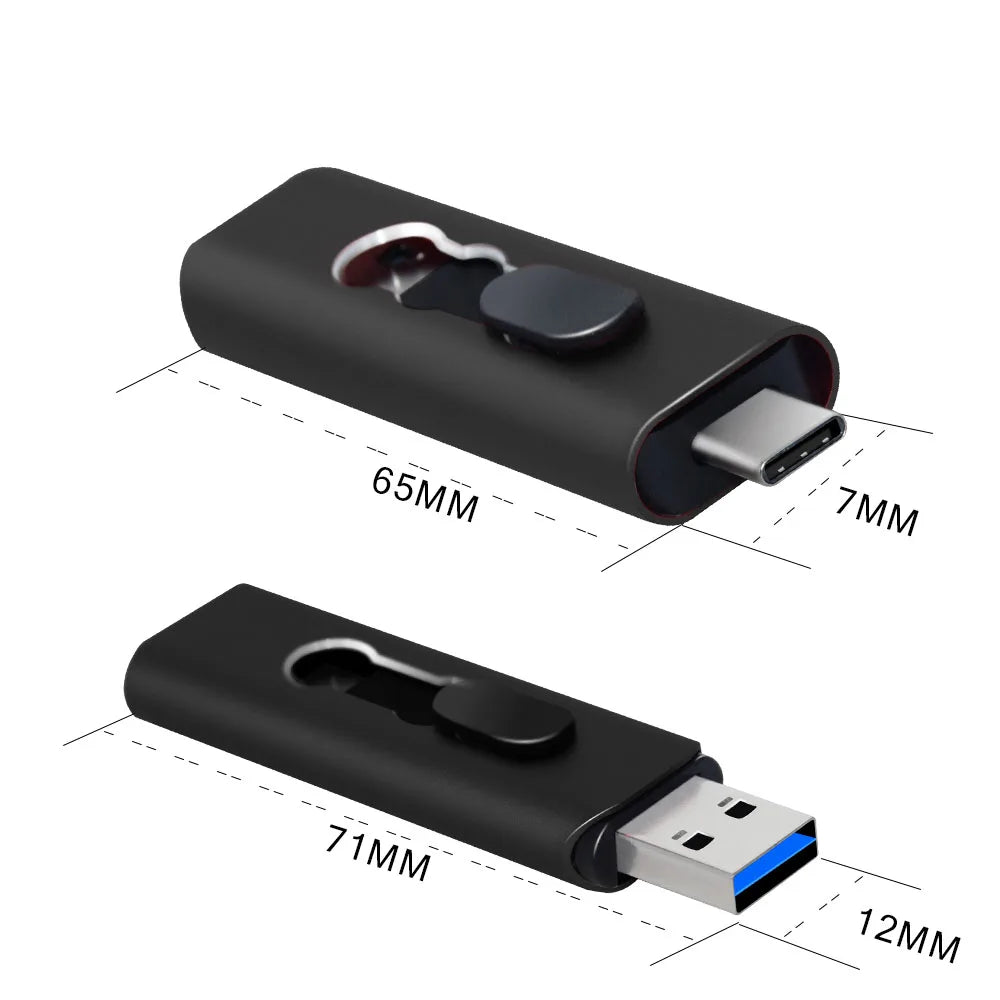 USB-C & USB 3.0 Dual Flash Drive | 16GB–128GB Metal Pen Drive USB Flash Drive PRIMED
