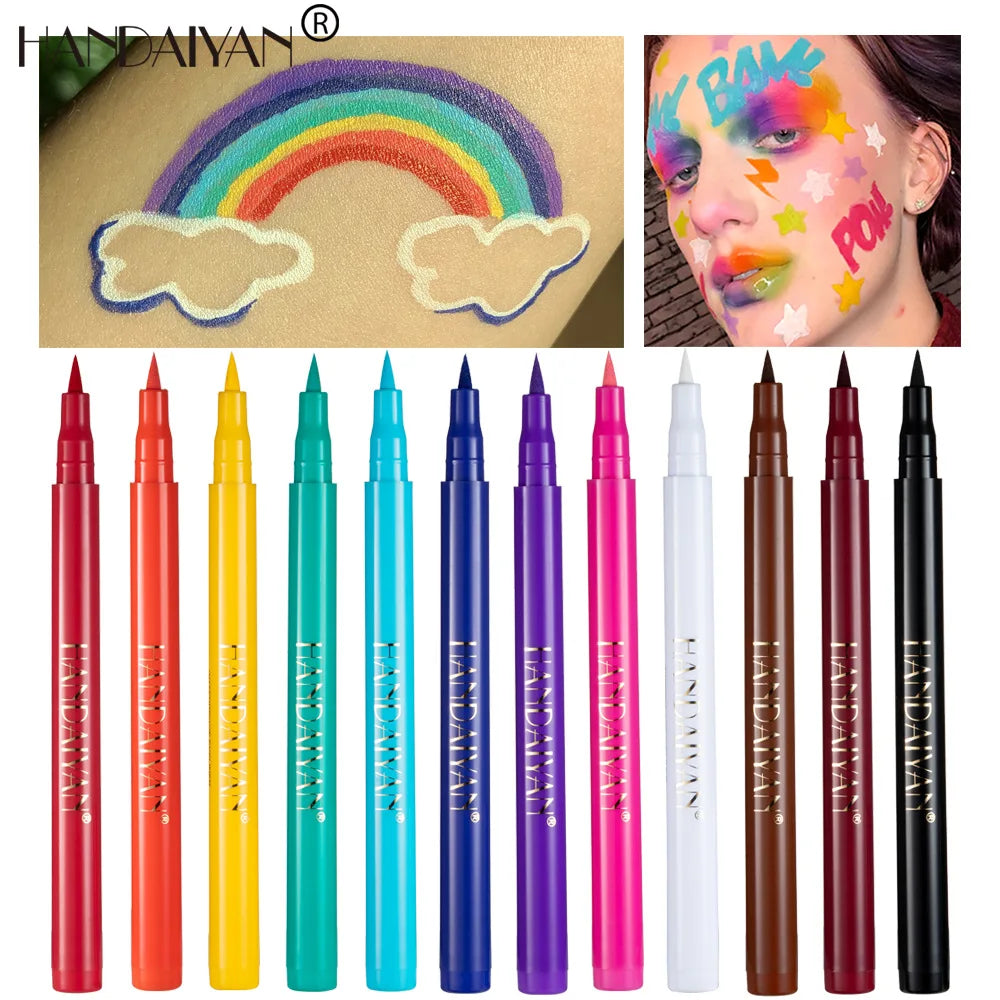 Handaiyan Matte Liquid Eyeliner – Waterproof, Quick-Dry, 12 Colors Liquid Eyeliner Pen PRIMED