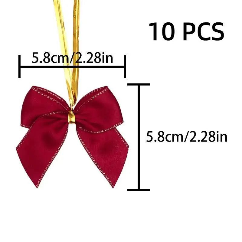 Mini Red & Gold Bow Ornaments – Christmas Tree & Gift Wrap