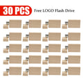30-Pack Wooden USB Flash Drives Custom Logo 4GB–128GB USB Flash Drive PRIMED 4GB Maple wood