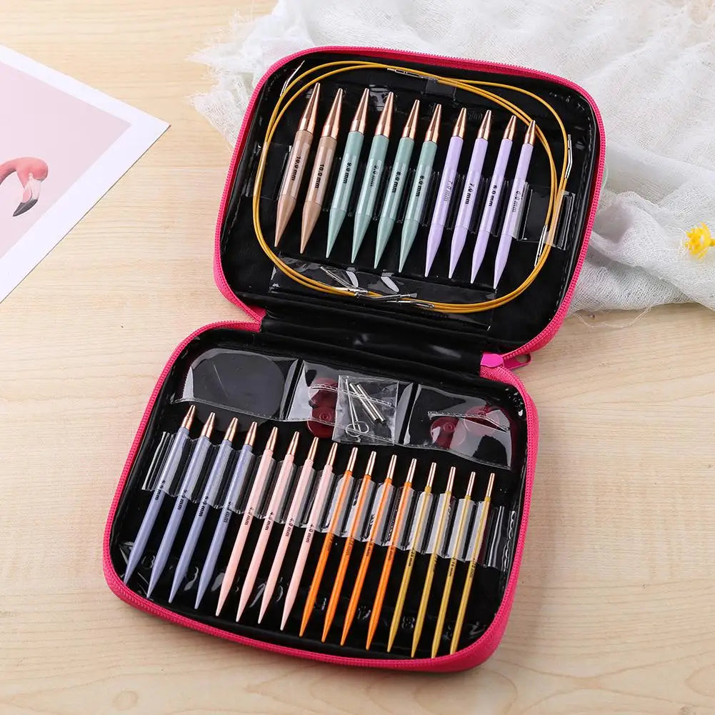 13-Pair Circular Knitting Needles & Crochet Hook Set with Case Knitting Needle Set PRIMED