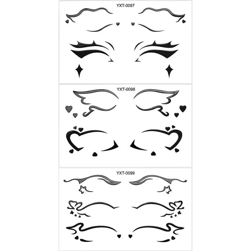 Gothic Metallic Eye Corner Temporary Tattoo Stickers | Cosplay Face Tattoo Stickers PRIMED YXT-97-98-99-3Pc