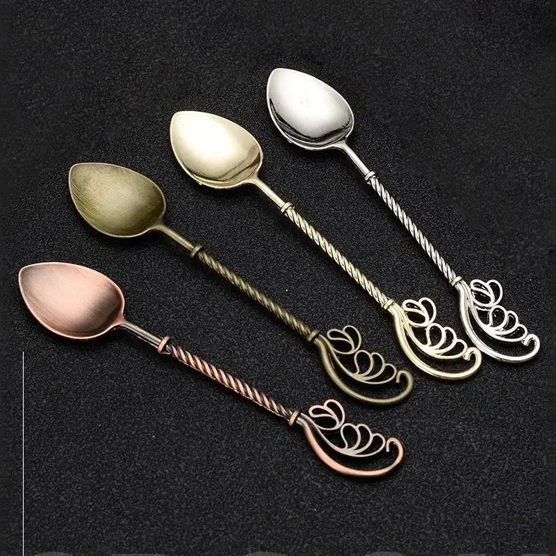 Vintage Mirror-Polished Coffee Spoons Set of 2 | Zinc Alloy