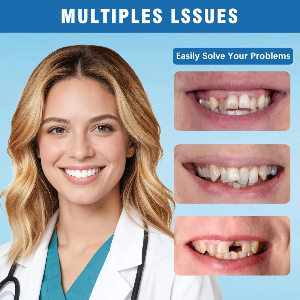Soft Silicone Cosmetic Teeth Veneers Kit for Men & Women