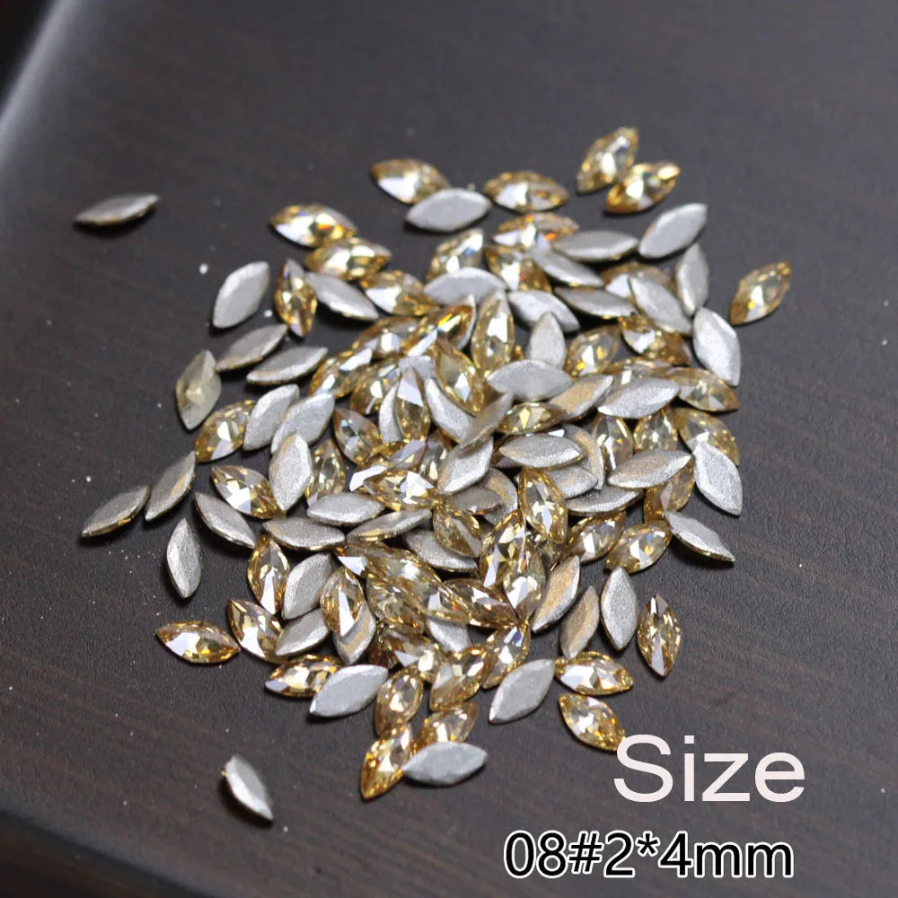 100Pcs Champagne Gold Snowflake Nail Rhinestones | 3D Crystals