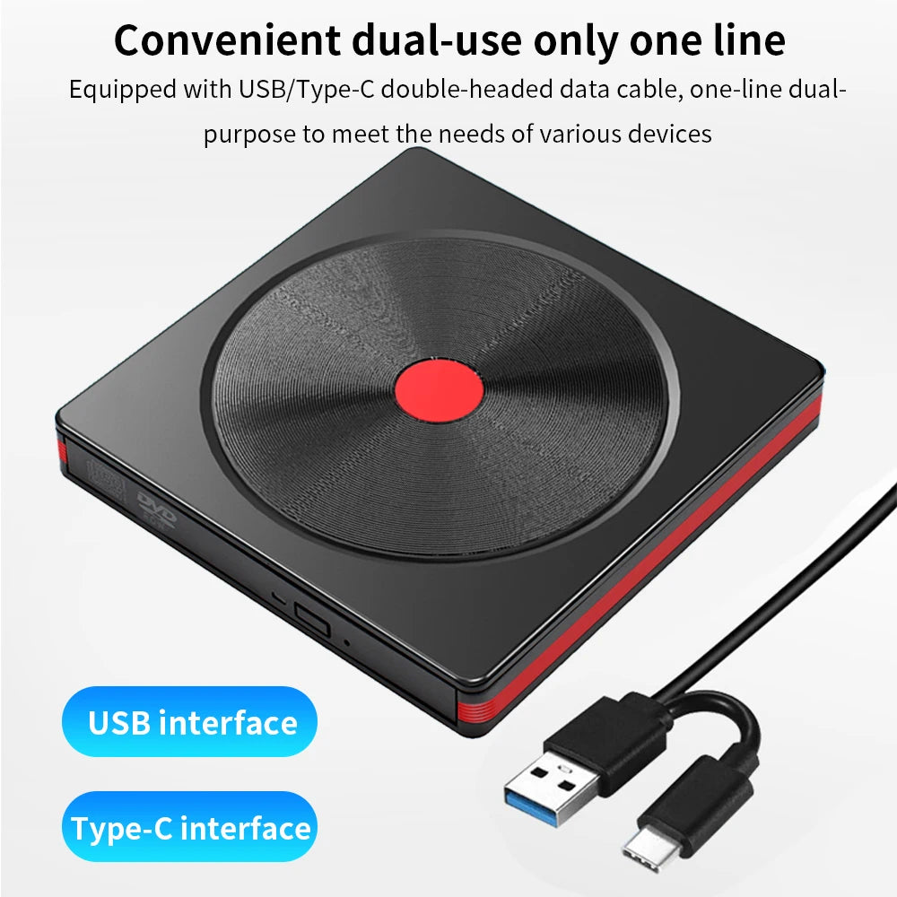 TISHRIC USB External DVD Drive CD Player USB 3.0 Type-C