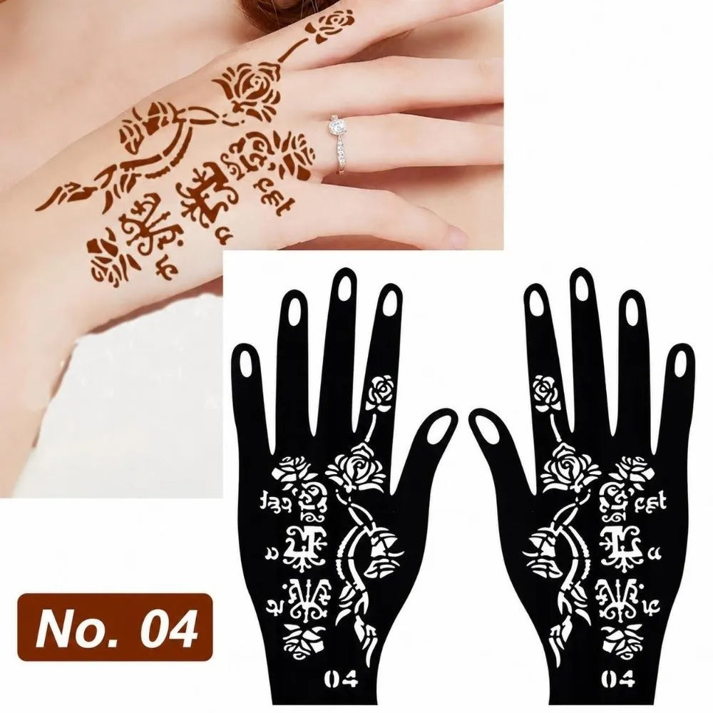 Reusable Self-Adhesive Henna Stencils – Floral Body Art