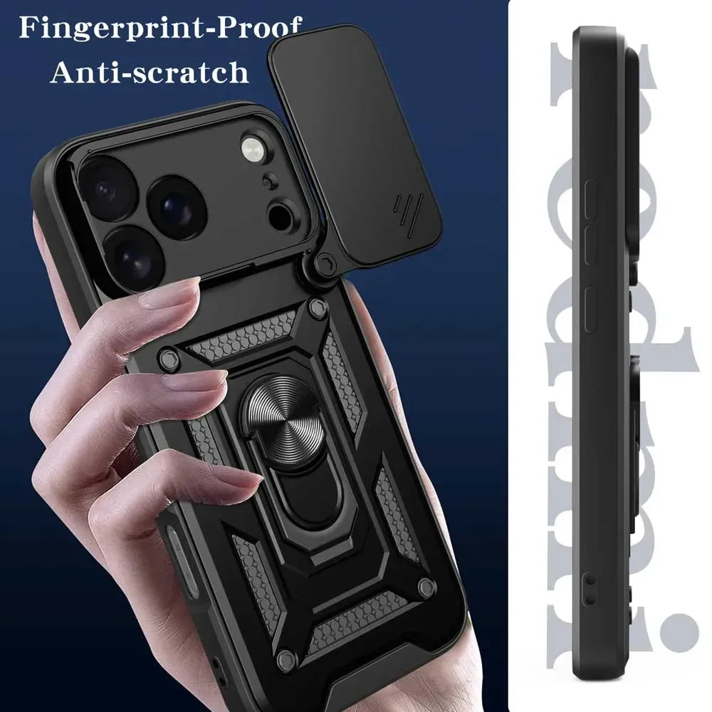 Armor iPhone Case Ring Stand Sliding Camera Cover Military Grade Phone Armor Case PRIMED