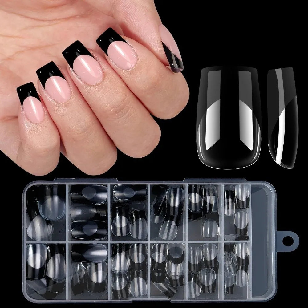 120Pcs French Style False Nails – Mixed Size Full Cover Tips