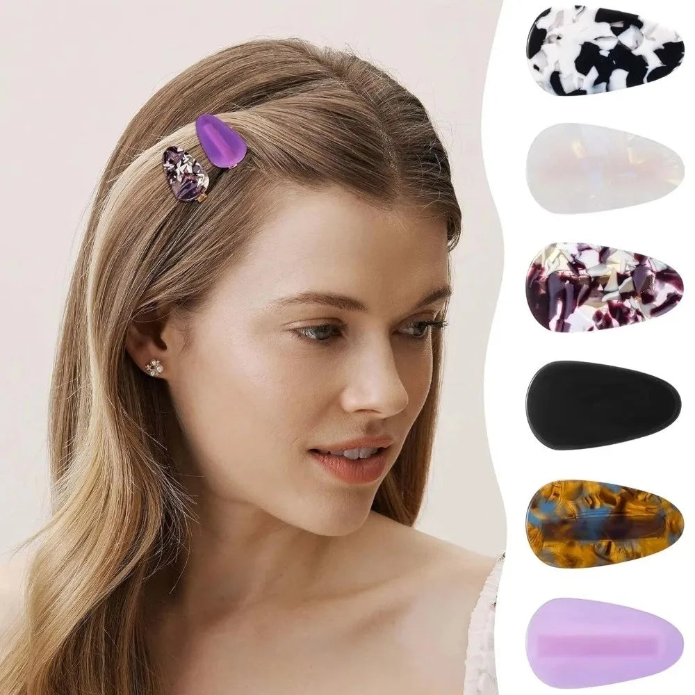 Vintage Colorful Drop Shape Hair Clips – 2pc Barrettes Set