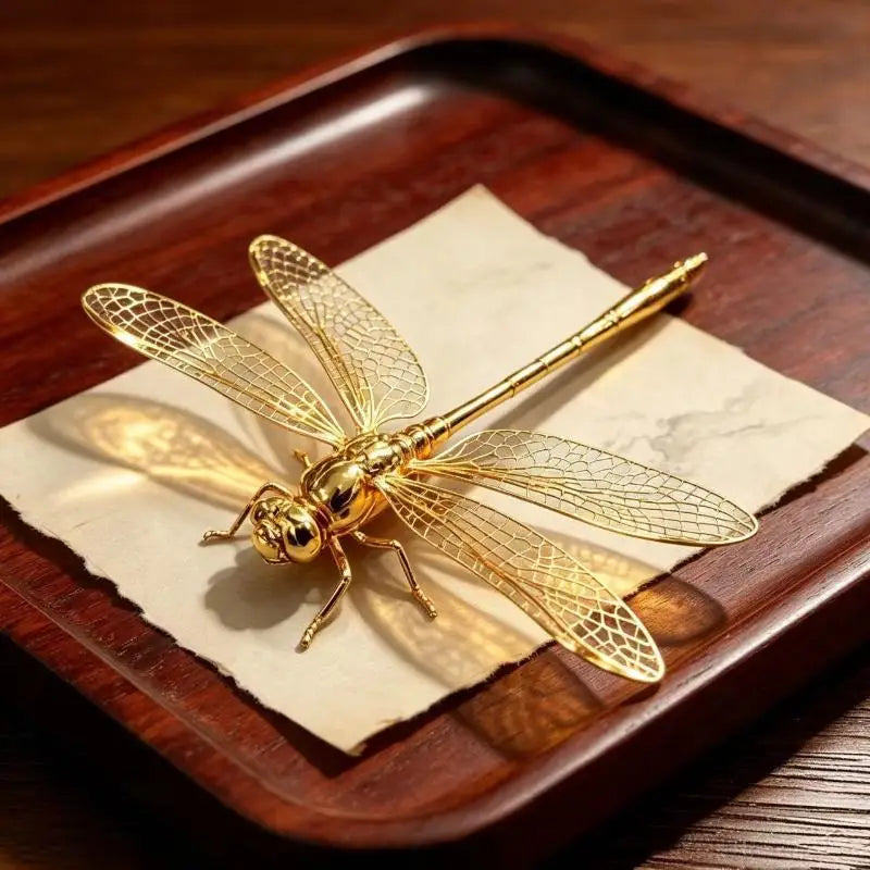 Vintage Zinc Alloy Dragonfly Figurine | Antique Desk Decor