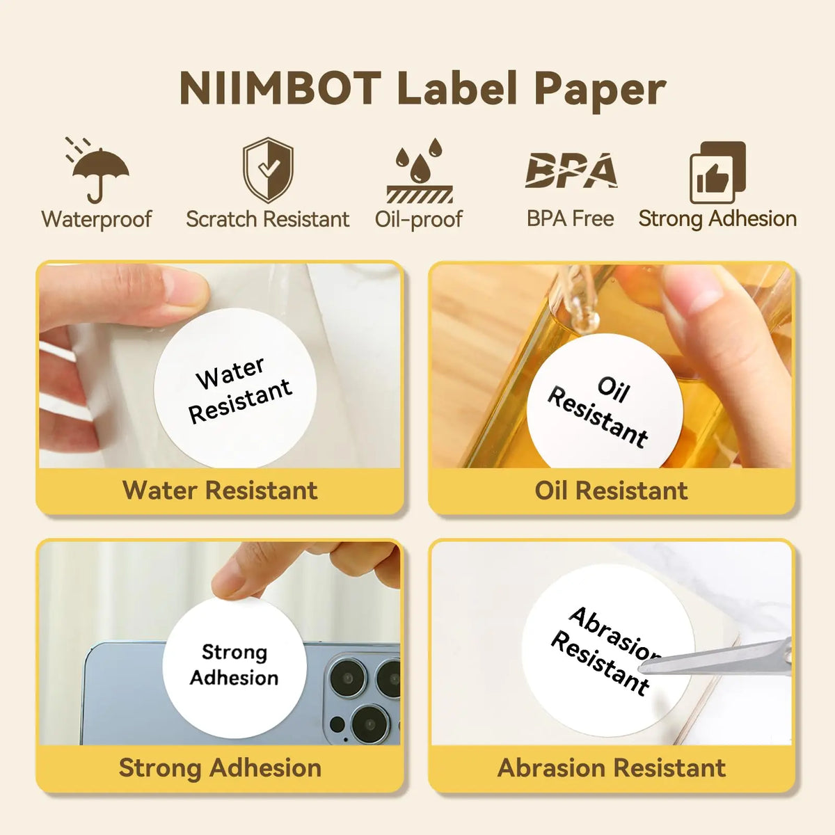 Niimbot Thermal Label Paper 5 Rolls 30–50mm | B1 B21 B203 B3S Thermal Label Rolls PRIMED