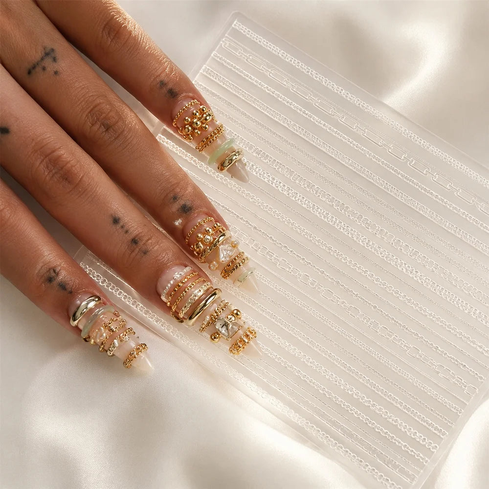 3D Chain Nail Silicone Mold – Reusable DIY Manicure Art Tool Nail Art Mold PRIMED
