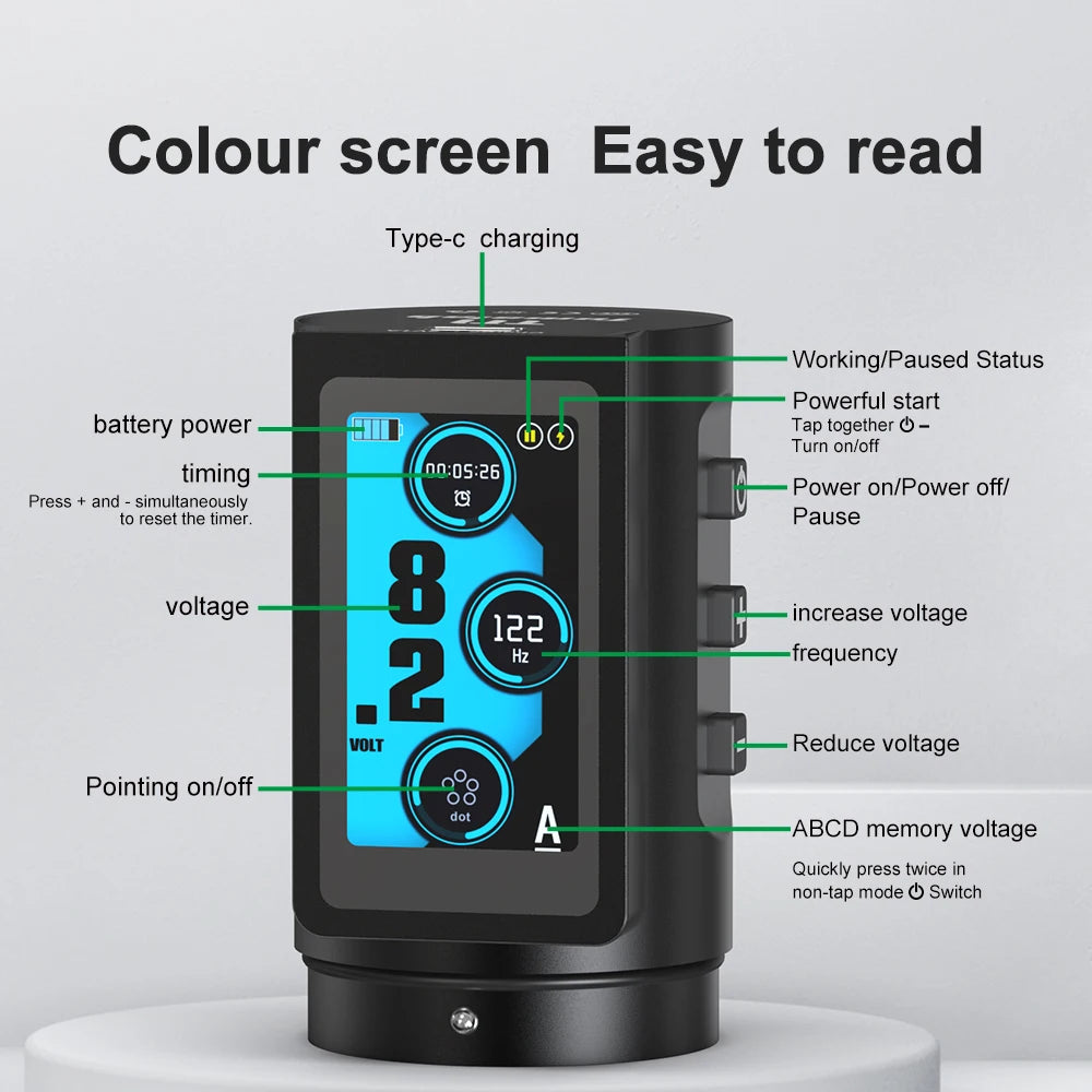 TUMAlab T7 MAX Wireless Tattoo Pen – Adjustable Stroke Motor