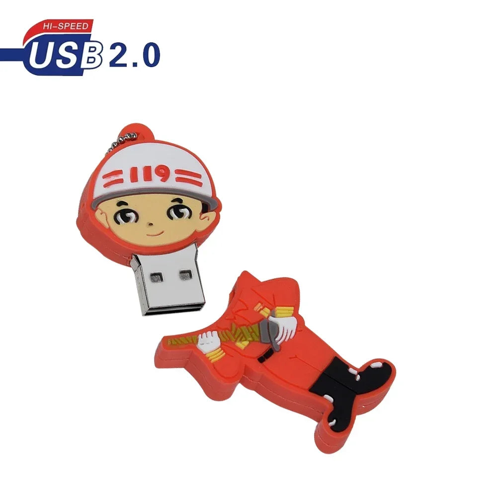 Fireman Fire Truck USB Flash Drive 8GB–128GB | Novelty Pen Drive Novelty USB Flash Drive PRIMED