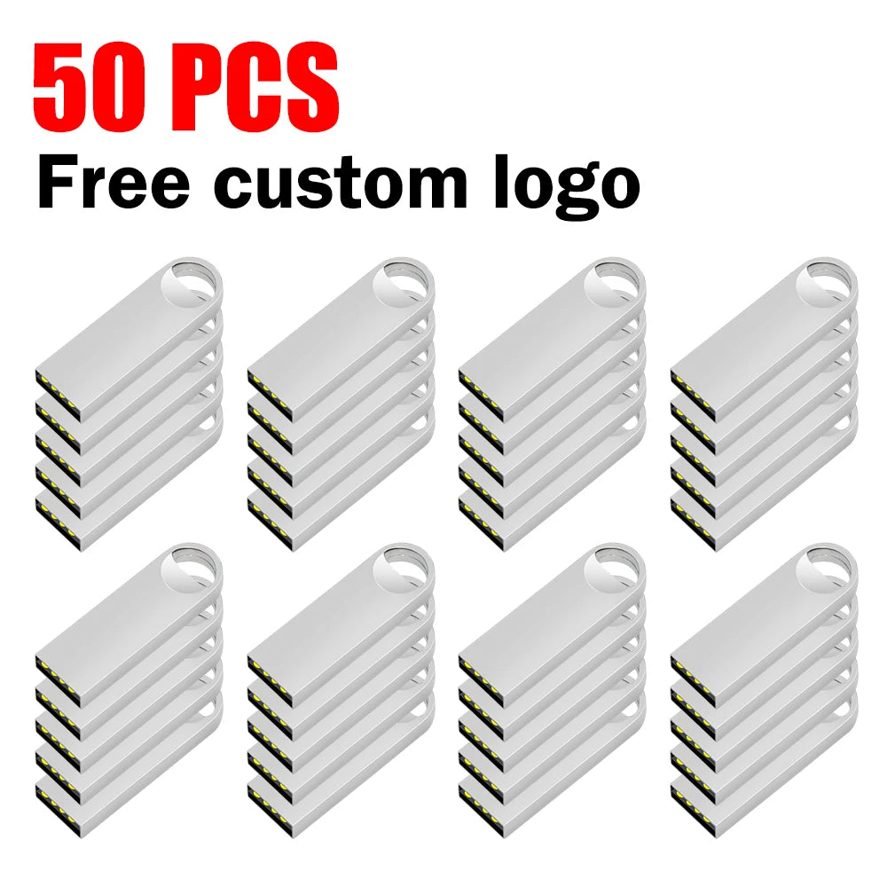50-Pack Metal USB 2.0 Flash Drives | Custom Logo Engraved USB Flash Drive PRIMED 2GB WHITE