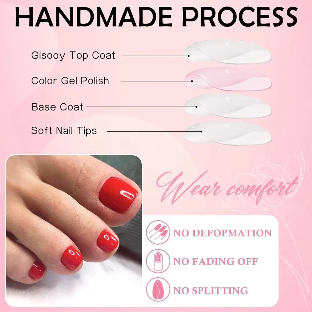 120pcs Press On Toenails – Fake Toe Nail Tips, 12 Sizes