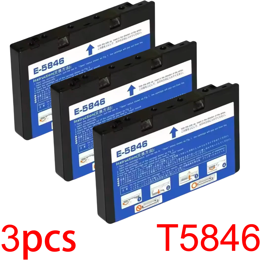 T5846 Compatible Ink Cartridge for Epson PictureMate PM200–PM300 Ink Cartridge PRIMED 3pcs