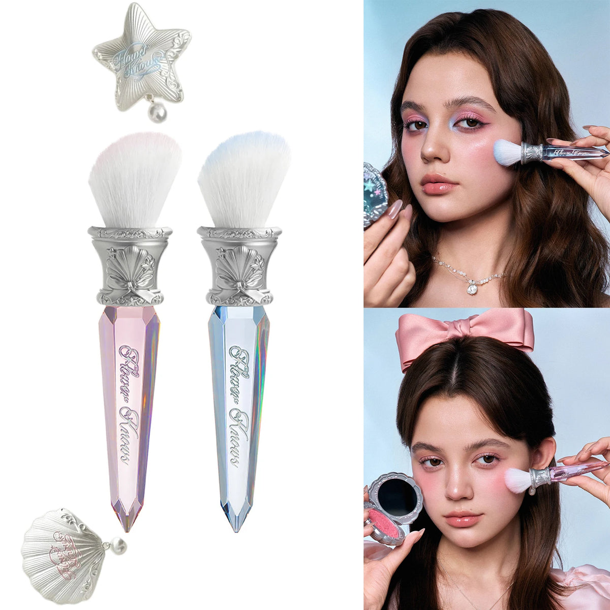 Flower Knows Angled Blush Brush – Crystal Handle, Vegan