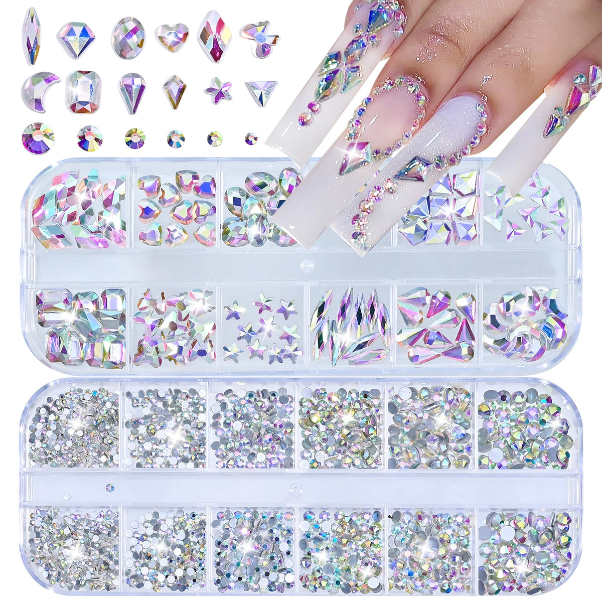 AB Sparkling Nail Rhinestones 2-Box Mixed Shapes – MAFANAILS