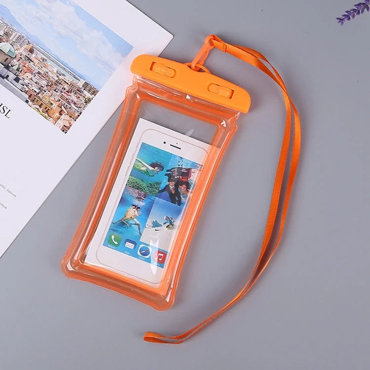 Waterproof Phone Pouch Touchscreen Dry Bag for Swimming Waterproof Phone Pouch PRIMED Orange PVC Case & Strap