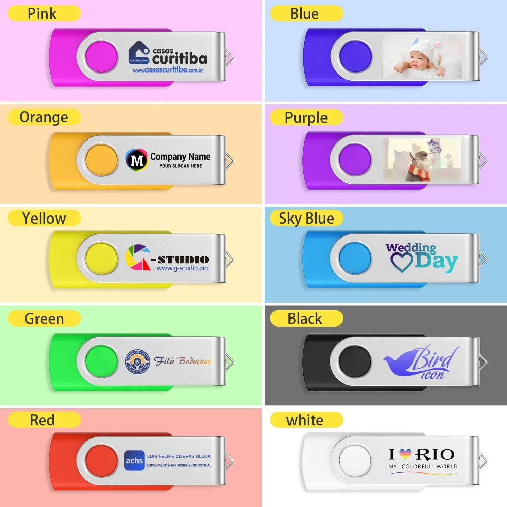 20-Pack Rotatable USB Flash Drives 128GB | Custom Logo Business Gift USB Flash Drive PRIMED