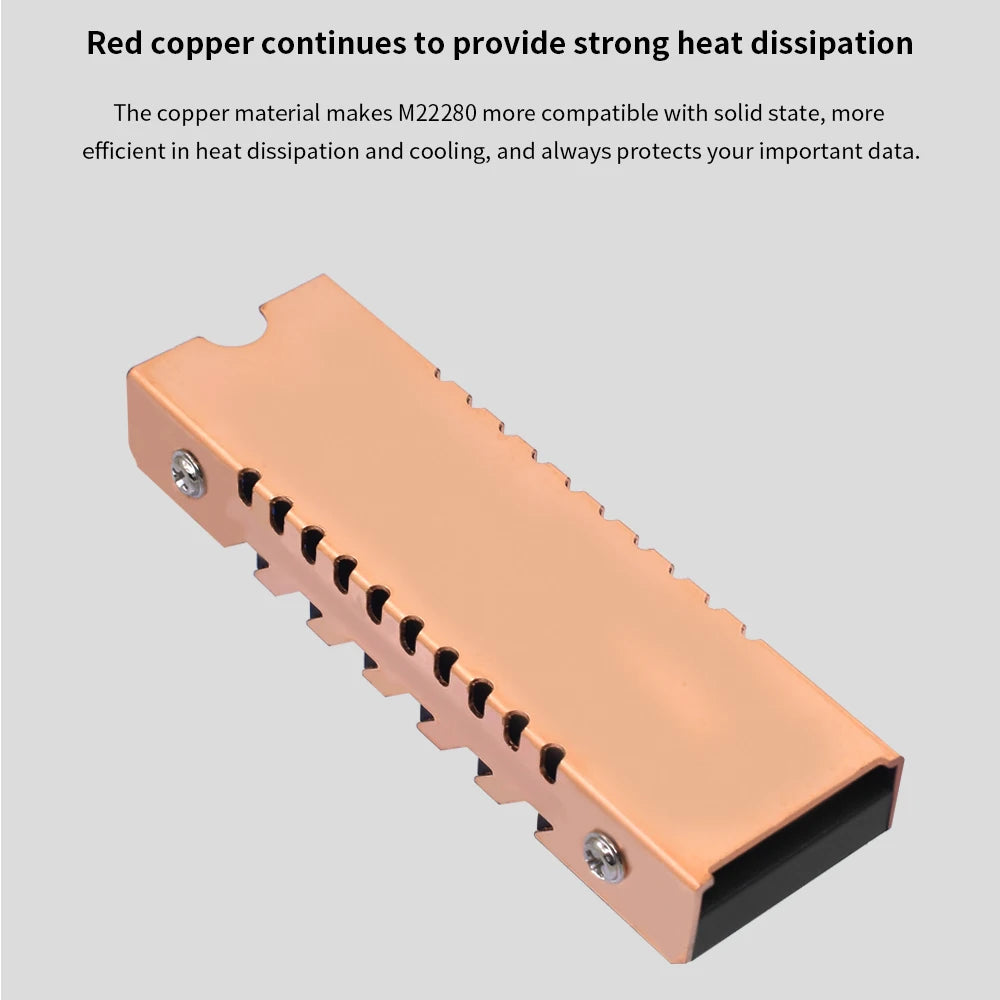 TISHRIC M.2 2280 SSD Heat Sink – Copper & Aluminum + Thermal Pad SSD Heat Sink PRIMED