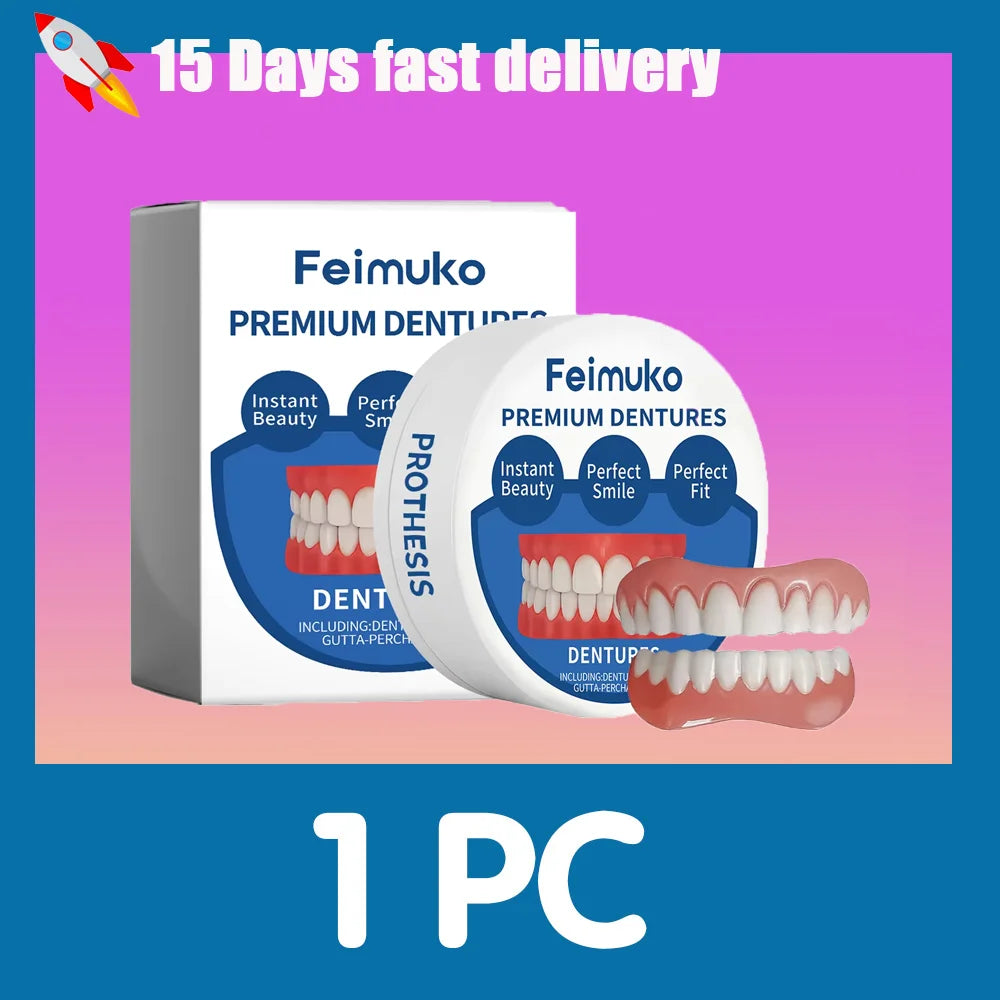 Soft Silicone Snap-On Dentures Full Set – Upper & Lower Teeth