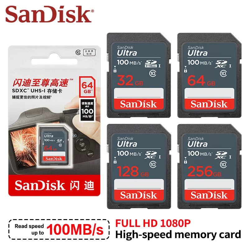 SanDisk SD100 SDXC Card 100MB/s U3 V30 | Camera & Dashcam SD Memory Card PRIMED