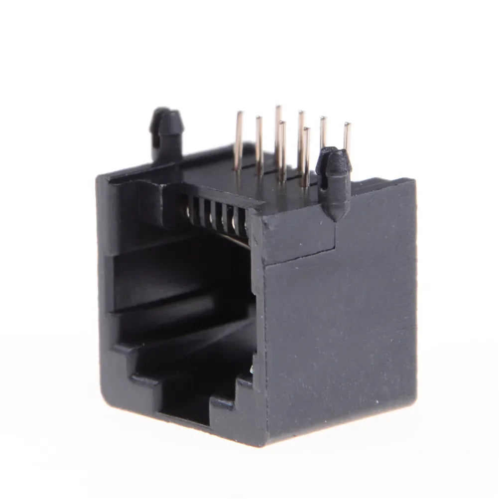 10-Pack RJ45 8P8C PCB Jack Socket – Black Network Connector