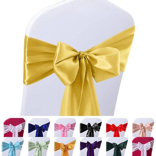 10 Pcs Satin Chair Sashes – Wedding & Banquet Bow Decor Chair Sash Ribbons PRIMED
