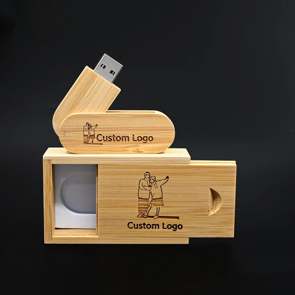 10-Pack Wooden USB 3.0 Flash Drives | Custom Logo 32–128GB USB Flash Drive Set PRIMED