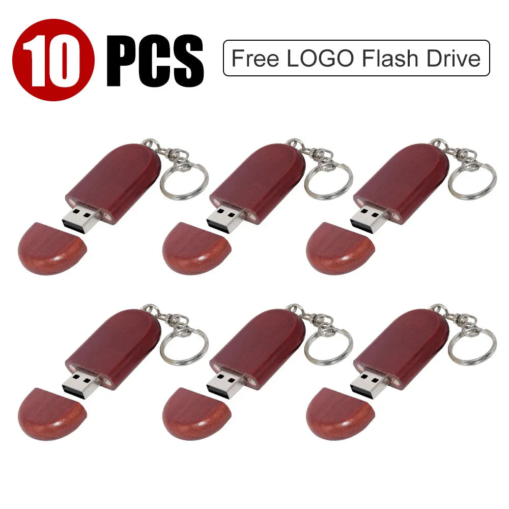 Wooden USB Flash Drive Custom Logo Key Chain | 4–32GB Bulk Wooden USB Flash Drive PRIMED 4GB Red-wood-10p