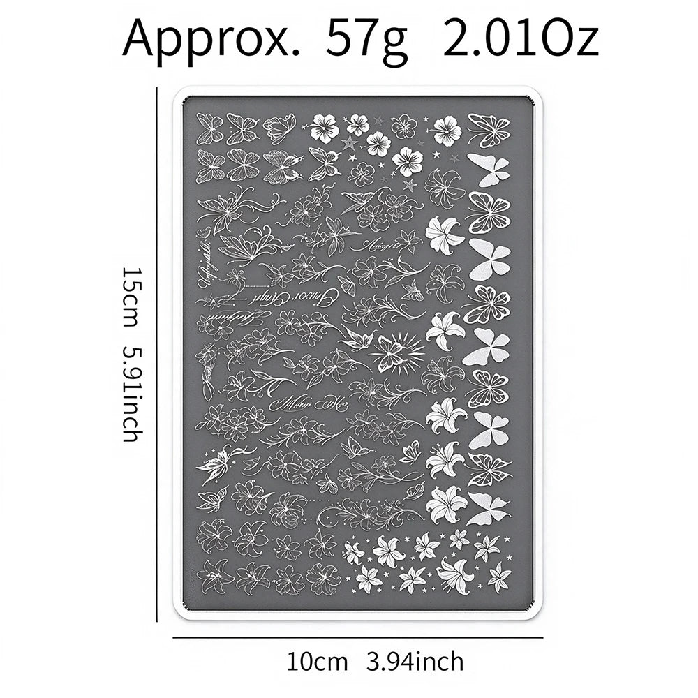 Lily & Butterfly Nail Stamping Plate | Retro Floral Steel Template Nail Stamping Plate PRIMED